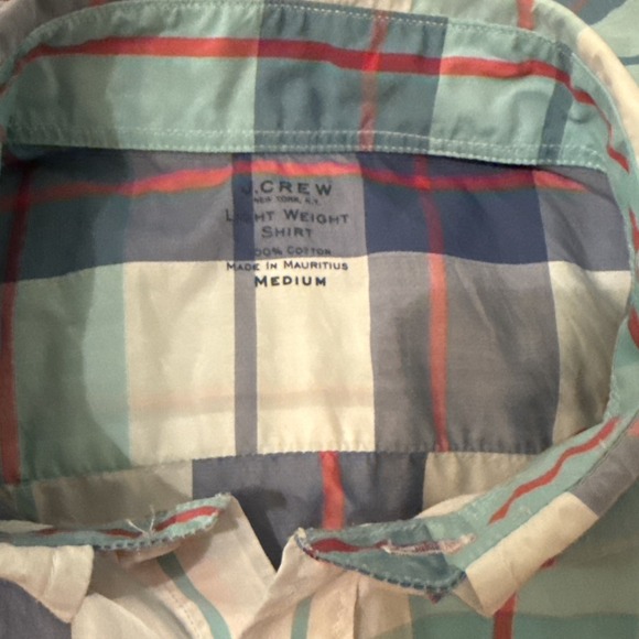 J. Crew Shirt Mens Medium Multicolor Plaid Light Weight Shirt Long Sleeve Preppy - Picture 5 of 6